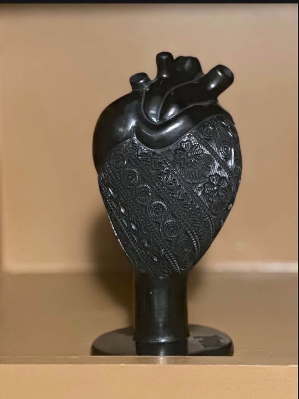 Black Decorative Anatomical Heart Sculpture - Home Art